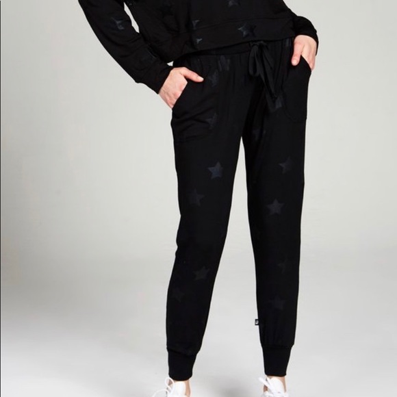 Terez Pants - NWOT Terez Black Star Foil Joggers